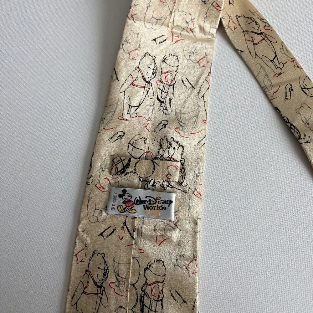 Vintage Cream Disney Tie Sketch Animation Drawing Winnie The Pooh 59” L